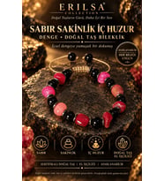 Sertifikalı Sabır Sakinlik İç Huzur Denge Pozitif Enerji Doğal Taş Bileklik - Pembe Akik, Obsidyen