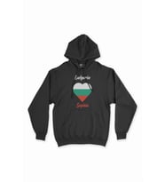Sofya Bulgaristan Bayraklı Kalpli Siyah Sweatshirt Hoodie