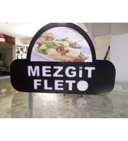 Mezgit Fileto Görselli Yazılı Tabela 3D Led Neon Etkili Işıklı Tabela 30X45 CM Tek Taraflı
