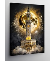 Kanvas Tablo Dolunay Ve İzmir Saat Kulesi