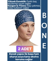 #Bone Konforlu Esnek Yumuşak Havuz Deniz Yüzme Kaygan İç Yüzey Çok Şık Su Geçirmez Saç Bonesi 2 Adet
