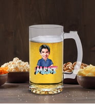 BK Gift Kişiye Özel İsimli Erkek Karikatürlü Cam Bira Bardağı 50cl-1 (Beyaz)