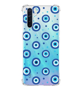 PrintiFy Oppo A91 Uyumlu Nazar Boncuğu 1 Baskılı Şeffaf Köşe Korumalı Antişok Kılıf