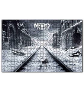 Cakapuzzle Metro Çıkışı Tarihi Binalar Karlı Raylar Görseli Puzzle Yapboz MDF (Ahşap) (120 Parça)