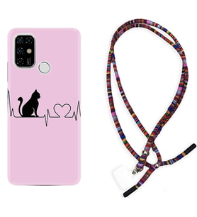 Casper E30 F20 X20 Kılıf Boyun Asklı Rasta Silikon Pink Cat Heart 1303