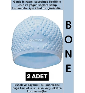#Bone Esnek Yumuşak Silikon Havuz Deniz Yüzme Kulağa Su Geçirmez Büyük Beden Saç Bonesi 2 Adet