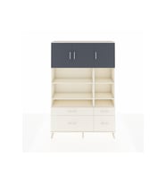 Arges Dolap 10 Raflı 4 Çekmeceli 3 Kapaklı 132x30x195 Aytaşı-Antrasit/Aytaşı