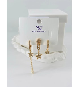 Zirkon Taşlı Üçlü Kombin Küpe - Kp00068