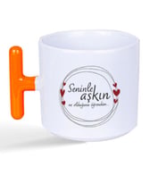 Seninle Aşkın Ne Olduğunu Öğrendim Baskılı Turuncu Kulplu T Kupa