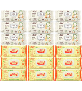 Fibril Islak Havlu Bebek Mendil 90 Yaprak Zeytinyağlı & Bebek (Karma 18 Li Set) 1620 Yaprak