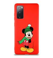 Samsung Galaxy S20 FE Soft Premier Kapak Mickey Mouse-G Tasarımlı Silikon Kılıf - Kırmızı (Şeffaf)