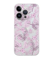 Apple iPhone 14 Pro Max Uyumlu Kamera Korumalı Tıpalı Kapak Floral Pudra Tasarımlı ŞeffafKılıf