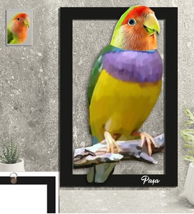 Kişiye Özel Hayvan Karikatürlü Kuş 3D Ahşap Tablo 30x47 Model-1