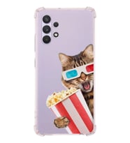 PrintiFy Samsung Galaxy A32 Uyumlu Kedi 1 Baskılı Şeffaf Köşe Korumalı Antişok Kılıf