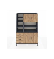 Hyperion Gardrop 9 Raflı 4 Çekmeceli 4 Kapaklı 132x44x195 Antrasit-Çam