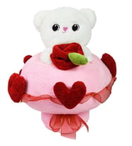 Pandamkee Peluş Ayıcık Sevgi Buketi Ve Sevgililer Gününe Özel Hediye (Beyaz)