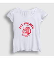 Presmono Kadın Beyaz Eat The Rich Karl Marx T-Shirt 458277tt