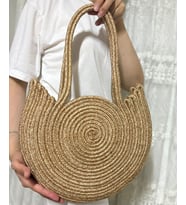 Özel Tasarım Hasır Çanta Jüt ip Çanta El Emeği 40 Cm (Hasır Sarı)
