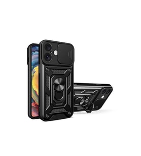 Apple İphone 16 Kılıf Pars Lens Yüzüklü Silikon - Siyah