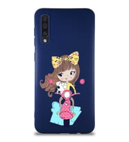 Samsung Galaxy A50S Soft Premier Kapak Vespagirl Tasarımlı Silikon Kılıf - Lacivert (Şeffaf)