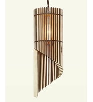 Çizgi Modern Tasarım Doğal Ahşap MDF 3D Lazer Kesim Rustik Salon Avize Akçaağaç