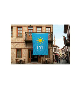 Mavi İyi Parti Bayrağı 140gr Premium Raşel Kumaş 300x450cm