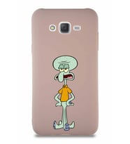 Samsung Galaxy J7 Core Soft Premier Kapak Squidward Dokunaç Tasarımlı Silikon Kılıf - Pudra (Şeffaf)