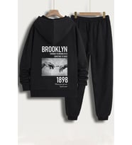 Unisex 1898 Brooklyn Baskılı Eşofman Takımı (Siyah)