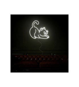 Kedi Figürlü Neon Tabela
