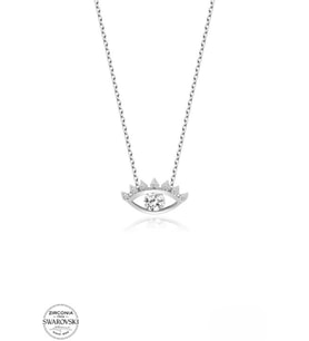 SWAROVSKİ TAŞLI  ZİRCONİA GÖZ 925 AYAR GÜMÜŞ KOLYE