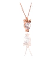 925 Ayar Tektaş Baykuş Modelli Gümüş Kolye (Rose - Gold)