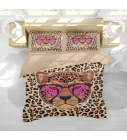 Erayshome Leopar Desenli 3D Baskılı Çift Kişilik Nevresim Takımı