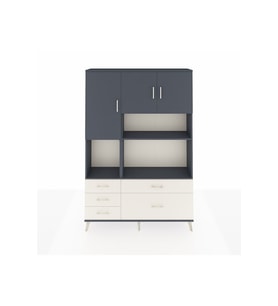 Arges Dolap 8 Raflı 5 Çekmeceli 3 Kapaklı 132x30x195 Antrasit-Antrasit/Aytaşı