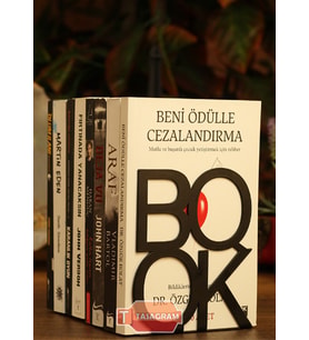 Book Yazılı Metal Kitap Desteği - Kitap Tutucu - Ev ve Ofis Dekoratif Aksesuar ( 2 Li Set)