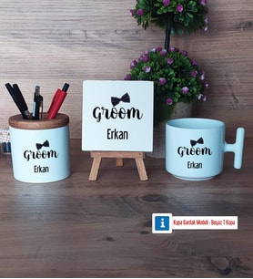 Groom Dekoratif Taş, Kalemlik, T Kupa Bardak Hediye