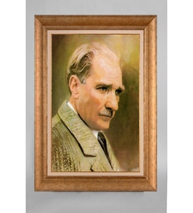 Çerçeveli Paspartulu Atatürk Tablo a675 (Gold)