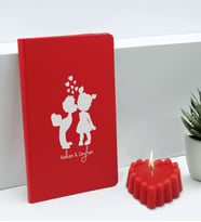 BK Gift Sevgililere Özel İsimli Kırmızı Defter ve Kokulu Kalp Mum Hediye Seti-13, Sevgiliye Hediye, Sevgililer Günü
