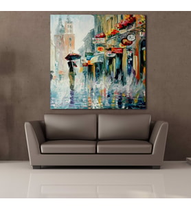 YAĞMUR TEMALI KANVAS TABLO 120x120cm (Karışık)