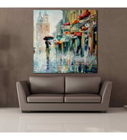 YAĞMUR TEMALI KANVAS TABLO 120x120cm (Karışık)
