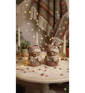 Sevgiliye Romantik Hediye Ayıcıklar 2 ' li Set ( 9 cm x 6 cm )