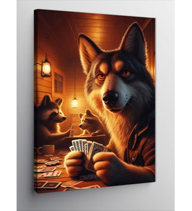 Kanvas Tablo Poker Oynayan Kurt