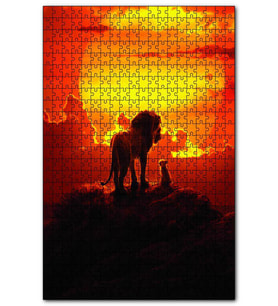 Cakapuzzle Aslan Kral Günbatımı Puzzle Yapboz MDF (Ahşap) (120 Parça)