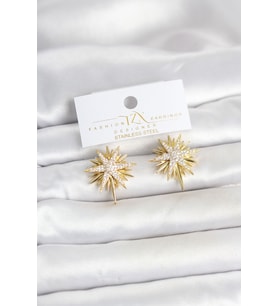 Zirkon Taşlı Pirinç Gold Renk Kutup Yıldızı Kadın Küpe 5886 - 1OL2051-2079