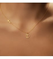 Minimalist Haç ve Harf Kolye 925K Gümüş (Gold)