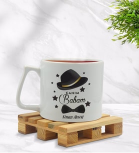 BK Gift Kişiye Özel Canım Babam Tasarımlı Middle Beyaz Kupa Bardak - Model 3