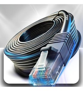 M107X CAT6 Dış Mekan Ethernet Kablosu 15 Metre UV Korumalı RJ45 LAN İnternet Kablosu, 23AWG 0.57mm, Çift Katmanlı PE+PVC Dış Kılıf