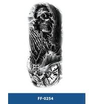 FF-254 ORTA BOY KURUKAFA VE SAAT DESEN GEÇİCİ DÖVME-TATTO