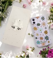 Floral Tasarımlı Kişiye Özel Şeffaf Telefon Kılıfı (Tüm Telefon Modelleri Mevcuttur.) - Hediye Kutulu
