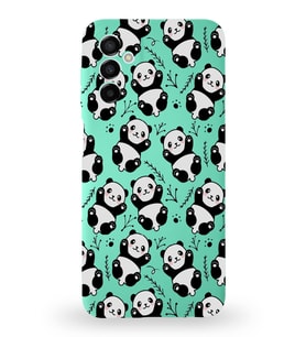 Samsung Galaxy M23 Uyumlu Lansman Kılıf Panda Tasarımlı İçi Kadife Kapak-Su Yeşili (Şeffaf)
