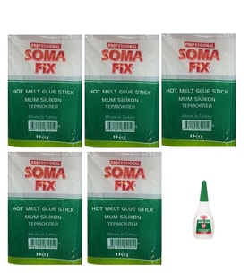 5 Kg Somafix Şeffaf İnce Mum Silikon 7.4 x 300 mm Çubuk Sıcak Silikon